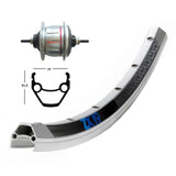 Rear Wheel Winora Exal ZX19 Shimano SG-8R31 135mm V-Brake Matte Silver