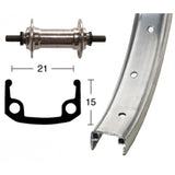Front Wheel Winora Solid Axle Nut 100mm Matte Silver