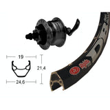Front Wheel Winora Rigid ZAC 2000 Disc Brake 6-Bolt Shimano DH3D30 Dynamo Hub Black